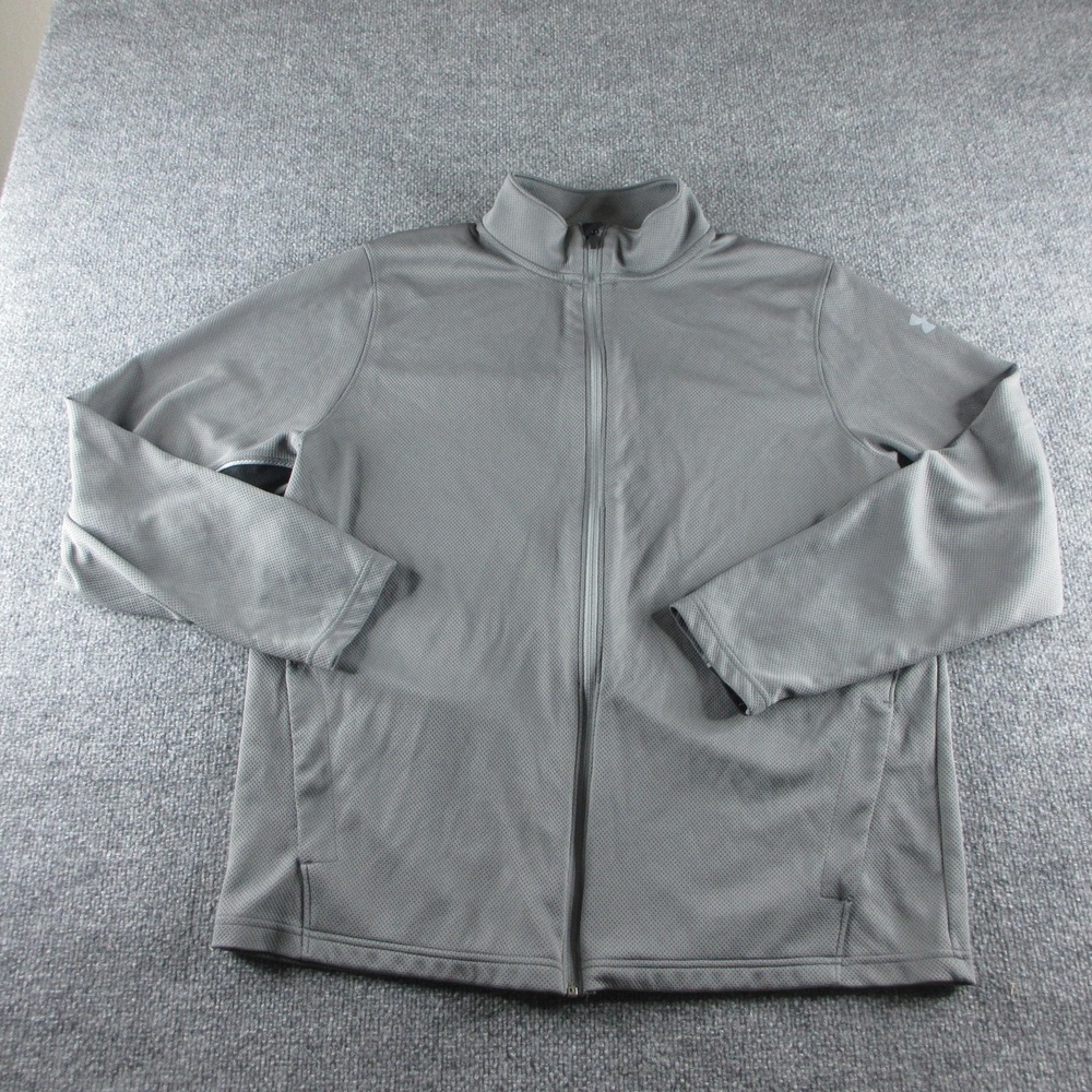 Under Armour Jacket Mens XL Gray Mesh Full Zip Stand Collar Training Gym